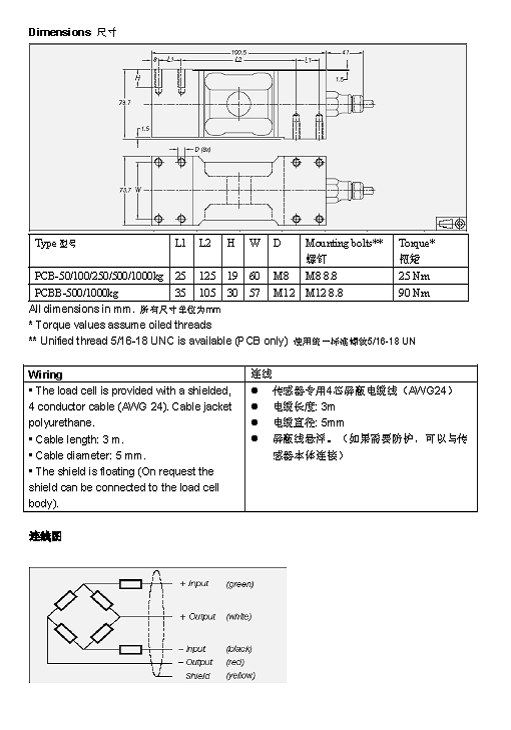 FLINTEC PCB 单点式称重传感器技术参数图3